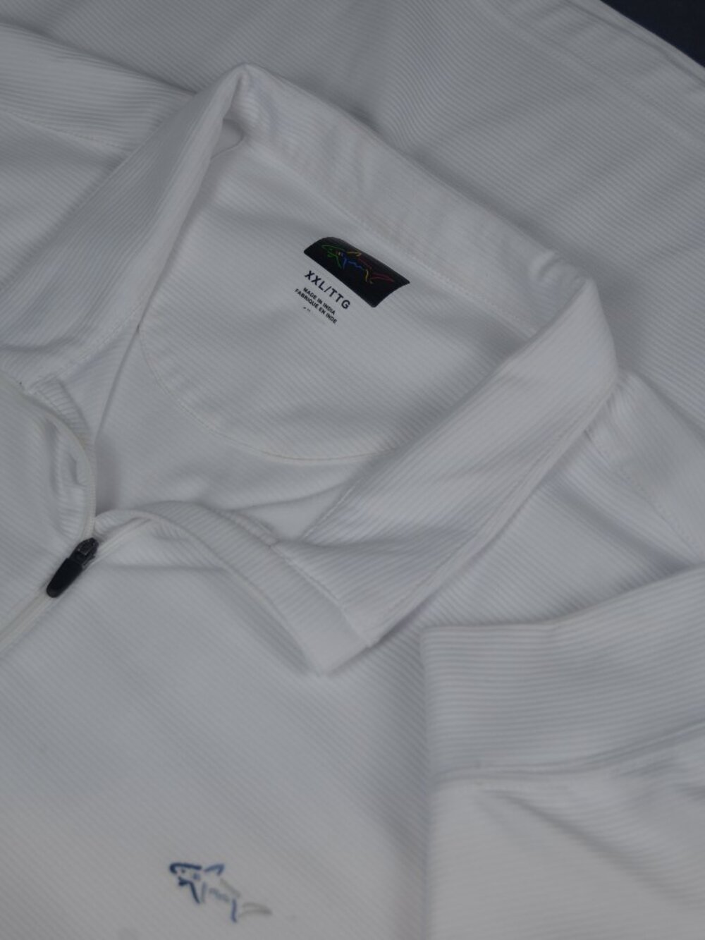 Greg Norman 1/4 Zip Horizontal Rib Pullover -- Solid White -- XXL